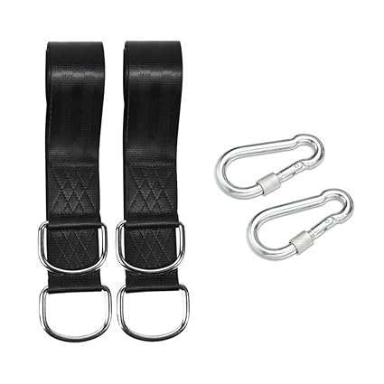 Vosarea 2pcs Portable Hammock Strap Tree Swing Straps Traveling Outdoor Camping Hanging Belt Rope with 2pcs Metal Buckle (Black)