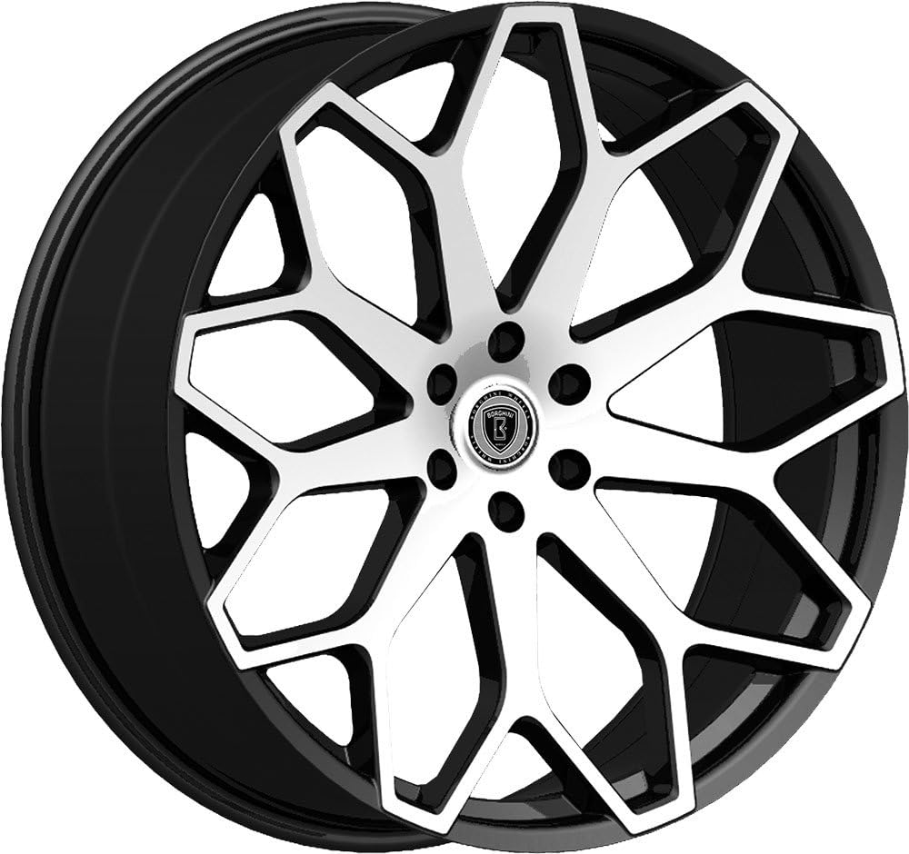 24" Inch Borghini B28 Black Machine Wheels Rims Only | Set of 4 | Includes Free Wheel Club LA T-Shirt | Fits Chevy Ford GMC Cadillac Dodge Toyota Lincoln Trucks