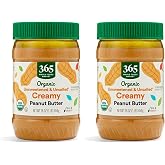 365 by Whole Foods Market, Organic Creamy Peanut Butter No Salt Added, 16 Ounce (Pack of 2)