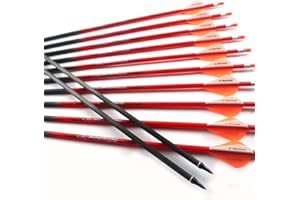 12pcs 100% Pure Carbon Arrow Archery Orange Shaft ID 6.2 mm 31 inches Spine 300/340/400/500/600 Arrows for Archery Recurve Bo