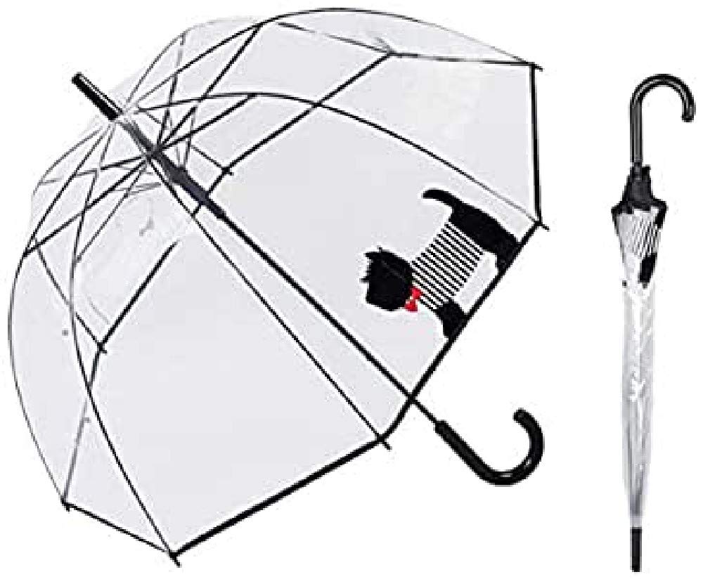 Susino Scottie Dog Clear Domed Umbrella, Black/Red