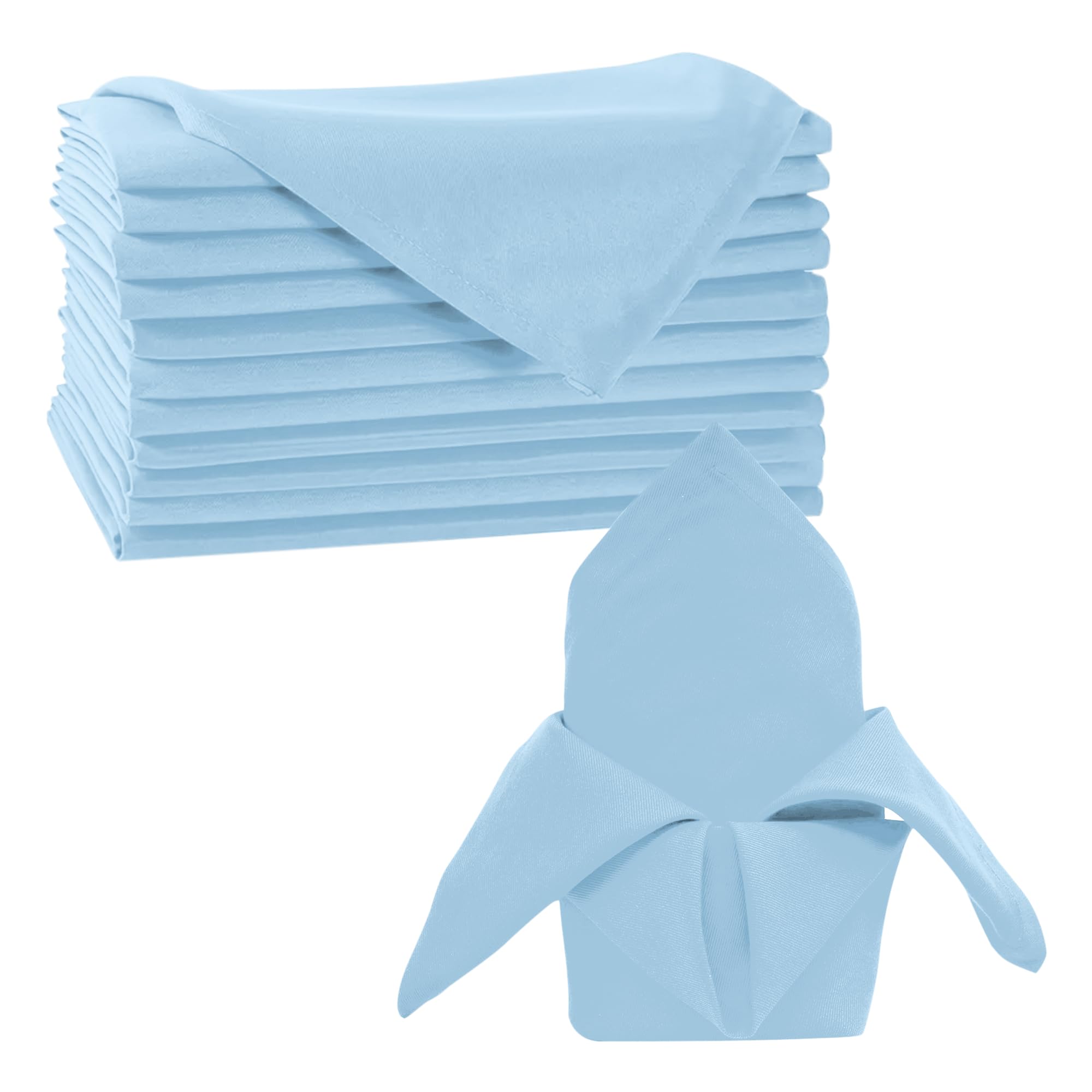 Trimming Shop 20 Inch Baby Blue Polyester Table Napkins, 50x50cm Square, Reusable, Wrinkle-Resistant Cloth Napkins for Dinner Parties, Events, Weddings, Restaurants & Hotels, 20pcs