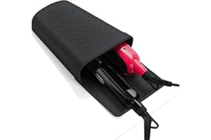 ZAKRA Curling Iron Holder,Heat Resistant Silicone Holder for Flat Iron,Hair Straightener,Hot Hair Tools,Vanity Accessories Organizer.(Black)