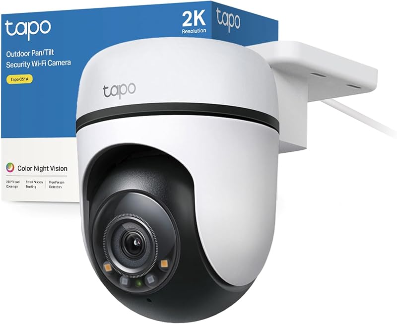 Telecamera Wi-Fi Esterno Visione Notturna a Colori, 2K 3MP Telecamera WiFi 360° IP65, Videocamera Sorveglianza Esterno, Rilevamenti Smart AI, Tracciamento Intelligente, Alexa, 2.4GHz, C51A