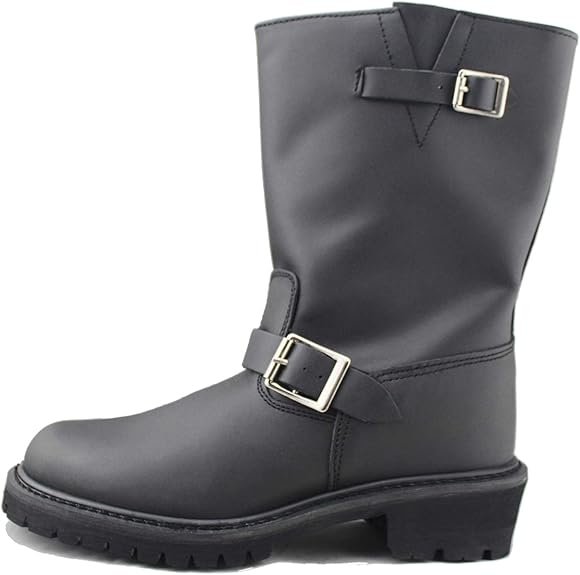 Handmade Mens Leather Harness Motorcycle Boot Black