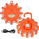 VANCLE USB-C Rechargeable LED Road Flares Roadside Emergency Light, Safety Warning Flashing Flare Beacon Disc Strobe Traffic 