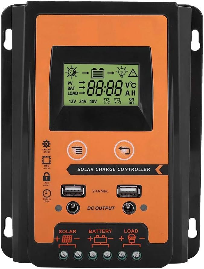 Regun 30A MPPT Solar Charge Controller 12V 24V LCD Dual USB Lead-acid Battery