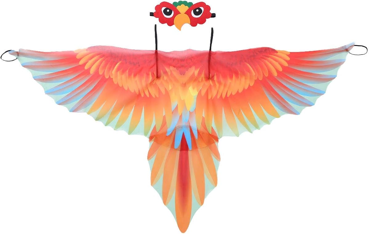 iiniim Disfraz Lorito para Niño Niña Ala de Pájaro Tela Ligera con Máscara de Pajaros Disfraces Loro de Halloween Fiesta Carnaval 3-10 Años