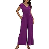 ZAFUL Womens Summer Jumpsuits 2026 Smocked Waist Dressy Casual One Piece Outfits with Pockets