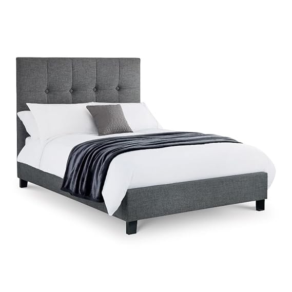 Grey Upholstered Bed, Happy Beds Sorrento Fabric Modern Bed Frame 5ft