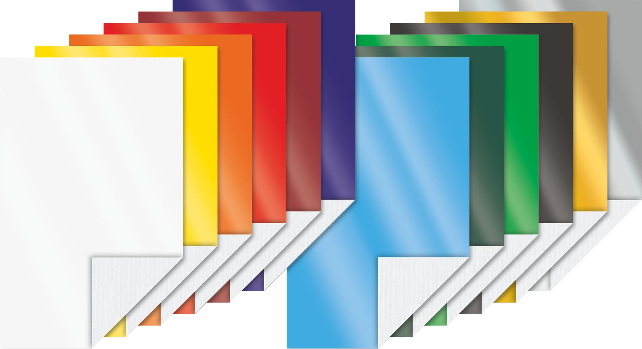 Heyda 204875306 Gloss Paper Craft Folder (Coloured Paper, 18.5 x 29.5 cm, 80 g/m², 12 Sheets, 10 Colours, Gold, Silver)