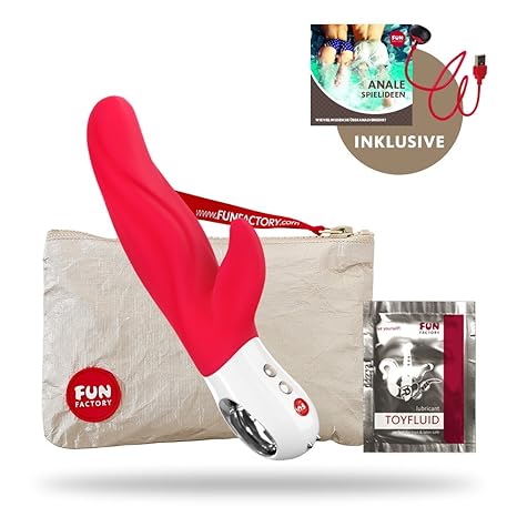 Fun Factory LADY BI rot Dual Vibrator aus Silikon für Klitoris und G-Punkt (inklusive Tasche + Gleitgel)