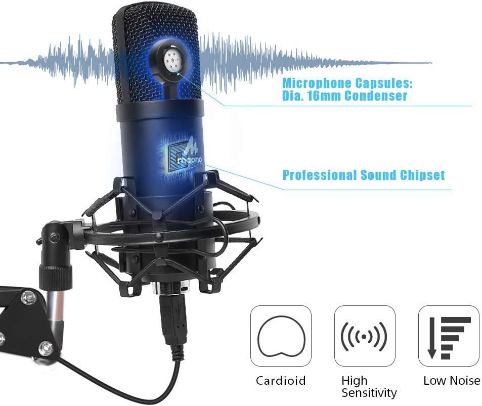 USB Microphone Kit 192KHZ/24BIT Plug & Play MAONO AU-A04 USB Computer Cardioid Mic Podcast Condenser Microphone with Professional Sound Chipset for PC Karaoke, YouTube, Gaming Recording: Musical Instruments