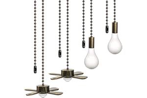 ZE-268S6- Ceiling Fan Pull Chain Fan Pulls 4PCS Light Fan Pattern Pull Chain Extension Fan Decorative 12 Inch Fan Pulls Set with Connector for Ceiling Fan Light,Living Room Bathroom Toilet Fan Ceiling Light