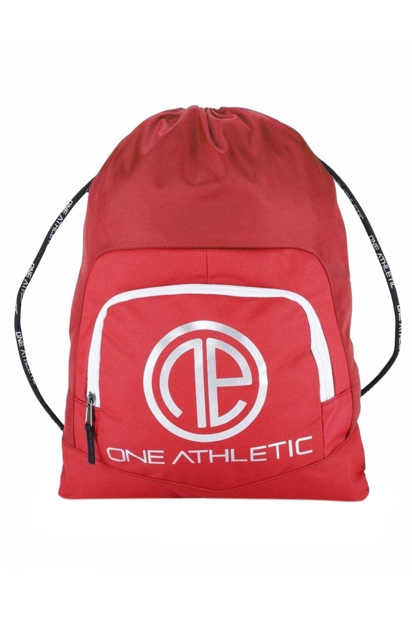 One Athletic Polyester Drawstring Bag, Red/Silver