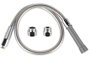 TBER Replacement B-0044-H Pre Rinse Sprayer Hose for TS Brass, 44” Flexible Stainless Commercial Kitchen Sink Faucet Hose with Heat Resistant Grip Handle(Gray)