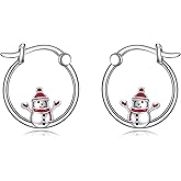 Snowman Earrings Sterling Sliver Snowman Hoop Earrings Jewelry Birthday Gifts for Women
