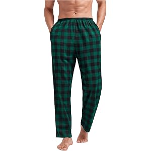Men's Plaid Elastic Waist Pajama Pants Sleep Bottoms Lounge Sleepwear