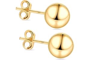 CHARMSY SILVER Charmsy 925 Sterling Silver Ball Stud Earrings for Women | 14K Gold-Plated Classic Round Studs in Multiple Sizes (3MM–10MM) | Lightweight, Hypoallergenic Ball Stud Earrings with Secure Screw-backs