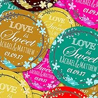 Graphic Flavor Wedding Elegant Personalized Sticker Labels (70 Stickers @ 1" Inch) Ideal for Reward Treat Favor Party Bags Candy Cones Jars Gift Boxes Bottles Crafts