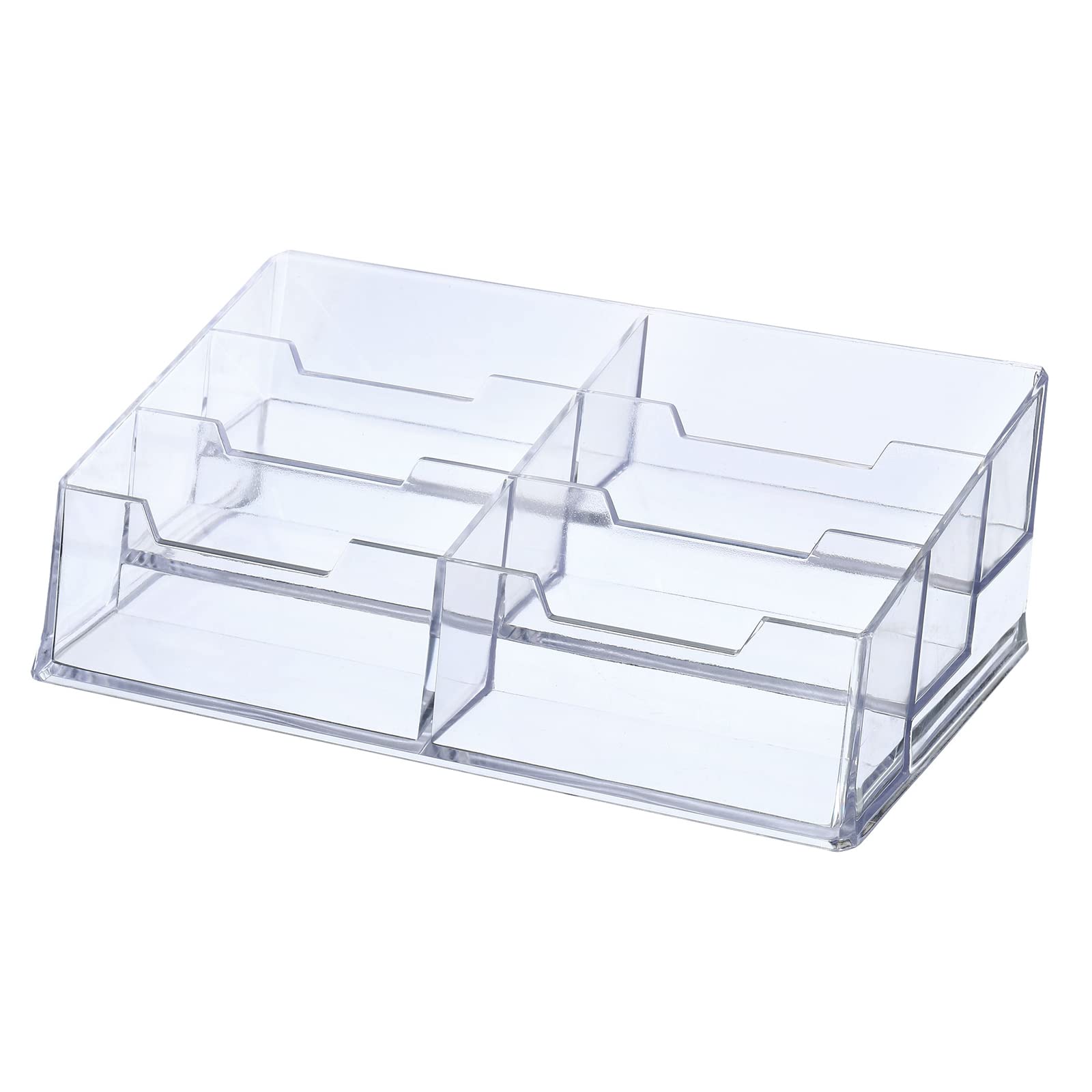 YOKIVE Acrylic Business Card Holders, 6 Slots Business Card Display, Cards Holders Organizer, Great for Office, Desktop (Clear, 8.3 X3.9-Inch)