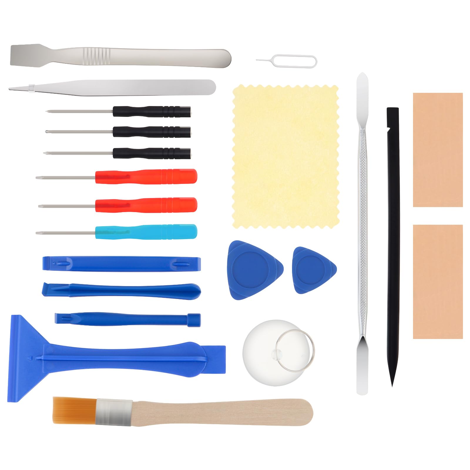 OriGlam 22 in 1 Professional Safe Opening Pry Tool Repair Kit, Mobile Phone Repair Screwdrivers Sucker Hand Tools Kit with Non-Abrasive Nylon Spudgers for iPhone, Smart Cell Phone, Laptop