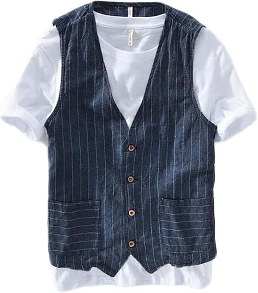 Amazon Bscoolメンズ ベスト 綿 麻 夏 薄手 ジレ スリム ビジネス