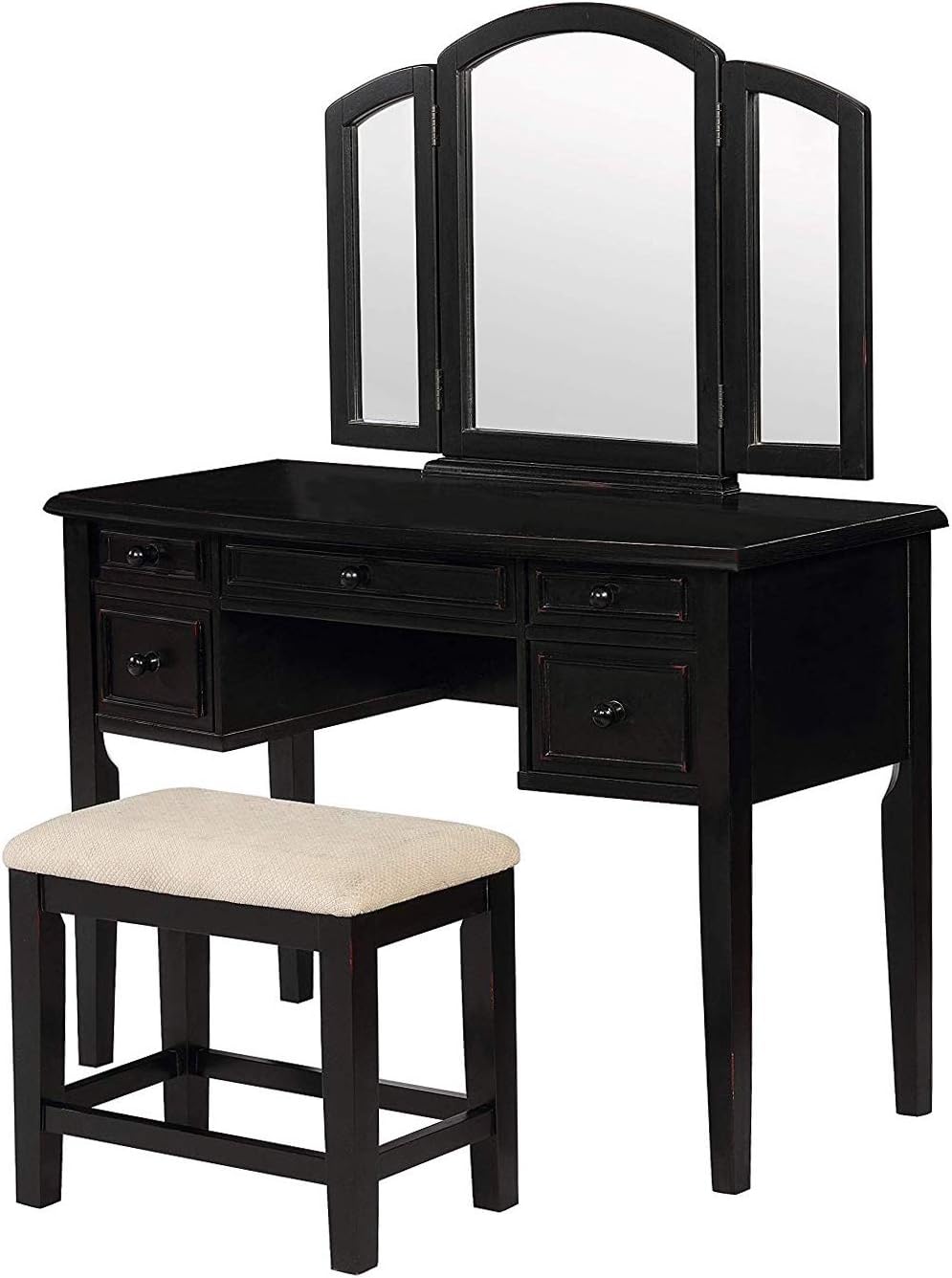Amazon Com Wood Style Furniture Lindsey Vanity Black Premium