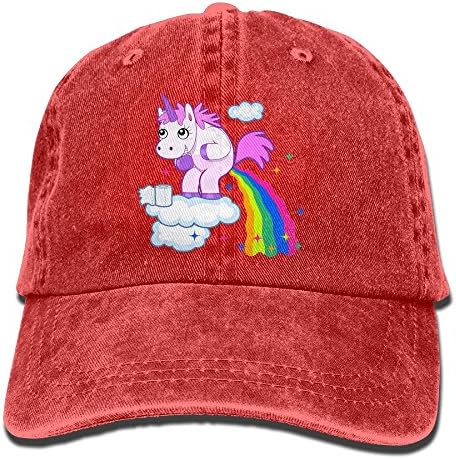 FAING Unicorn Pooping A Rainbow Washed Retro Cowboy Hat