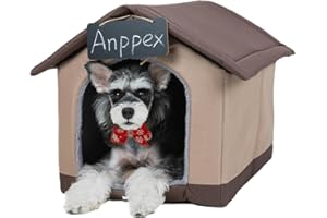 ANPPEX Cozy Dog House Indoor,L Size Indoor Dog House for Small and Medium Dogs,Covered Dog Bed with Cushion,Brown