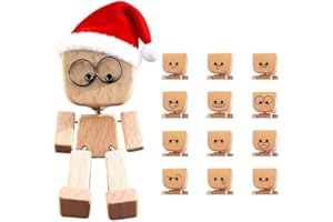 Shaking Wooden Man with 12PCS Magnetic Expressions, 2026 New Christmas Collectible Figurines, Shaking Feet Wooden Doll for Ca