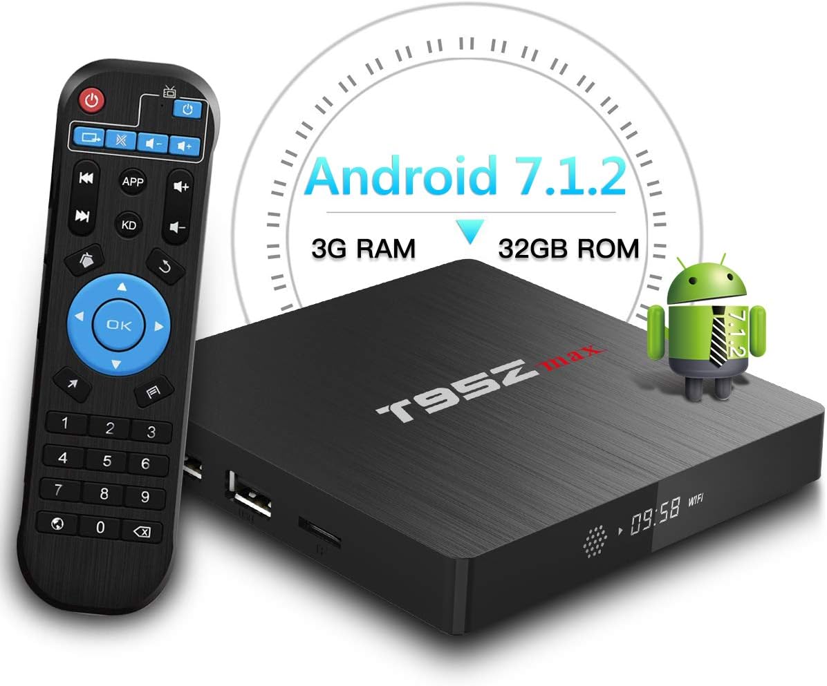 T95Z MAX Android 7.1 TV Box Amlogic S912 Octa-Core 3GB DDR3/32GB eMMC 2.4Ghz 5Ghz WiFi 1000M LAN Ethernet 64-Bit H.265 Bluetooth 4.0 DLNA UHD 4K Mini PC TV Box