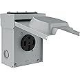 ENERLITES 50 Amp 125/250V RV Power Outlet Box, Enclosed Lockable Weatherproof, NEMA 14-50R Outdoor Electrical Receptacle Panel for RV, EV, Camper, Generator, 3 Pole, 4 Wire, Grounding, 66500M