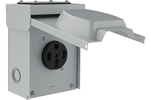 ENERLITES 50 Amp 125/250V RV Power Outlet Box, Enclosed Lockable Weatherproof, NEMA 14-50R Outdoor Electrical Receptacle Pane