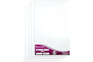 MEGA FORMAT Clear Polystyrene Flexible Plastic Board Sheet .020 Thick Styrene Sheet, Ideal for Modeling Projects, Displays, Plastic Sheets for Crafts, Styrene Sheets Durable Plastic Sheet -11" x 17" 0.02 (5 Pk)
