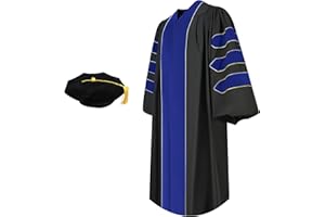 TngHui Unisex Deluxe Doctoral Graduation Gown and 8 Sided Tam Package with Gold Piping