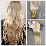 Moresoo 20 inch Hair Extensions I Tip 50g Color #14 Highlighted with Bleach Blonde #613 100% Remy Human Hair Extensions Pre Bonded I Tip Hair Extensions 50 Strands 1g/s