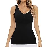 Camisoles with Built in Bra Compression Padded Shapewear Tank Tops for Women White Tank Tops with Built in Bras Tummy Control