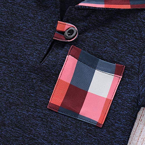 Infant Toddler Boys Girls Sweatshirt Set Winter Fall Clothes Outfit 0-3 Years Old,Baby Plaid Hooded Tops Pants (Blue, 2-3 Years) - Thumbnail 5