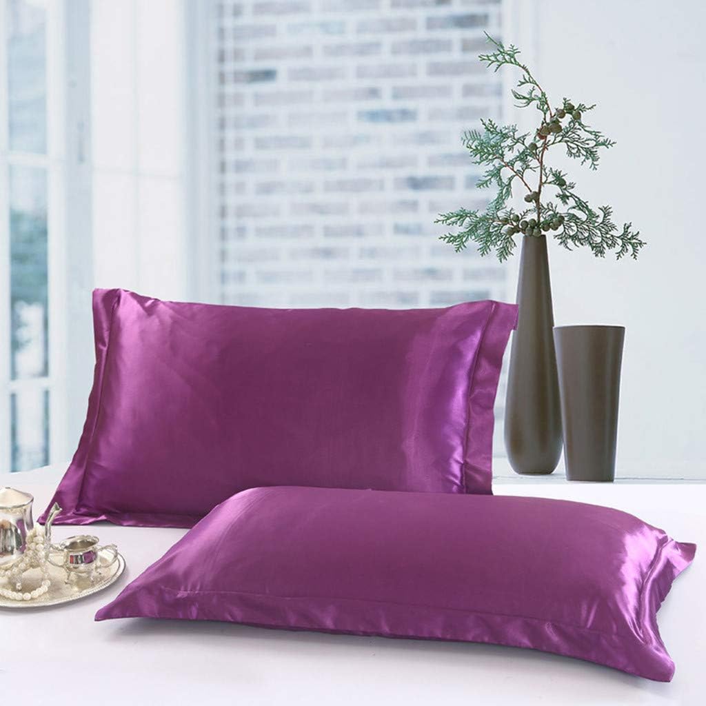 Watopi 2 Pack Purple Silk Satin Pillowcases for Hair and Skin Silky Touch Standard/Queen Size Pillow Case Reduce Hair Break Machine Washable Smooth with Envelope Closure Better Sleep Quality 48 X 74cm