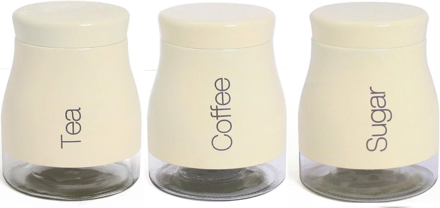 red and cream tea coffee sugar canisters