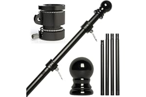 NELXINJO 5 FT Flagpole for House, Residential and Commercial Flag Pole kit with 2 No-Tangle Ball Bearing Rings. (Flagpole Without Bracket)
