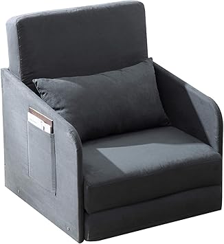 Homcom Single Sofa Bed Armchair Soft Floor Sleeper Lounger Futon