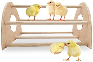 Hamiledyi Chick Perch, Chicken Wooden Strong Roosting Bar with Mirror, Training Sleeping Perch Standing for Coop and Brooder, Solid Ladder for Chick Hens Silkies Quail Chicken