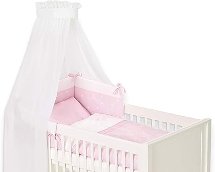 Set Complet Ciel De Lit Tour De Lit Housse De Couette 100x135 Taie D Oreiller Couronne Rose Traumeland Amazon Fr Bebes Puericulture