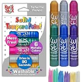 Kwik Stix Solid Tempera Paint Sticks, 6 Metallic Colors, Washable for Kids, Super Quick Drying, Non-Toxic, Allergen Free, Paint Sticks in Metallic Colors, Paint for Kids and Toddlers