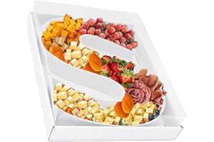 KAFUCIZE 12.5inch Fillable Paper Mache Number Letter Cardboard Cutouts Charcuterie Board Food Sweet Cupcake Tray Party Decorative Box (Letter S, White)