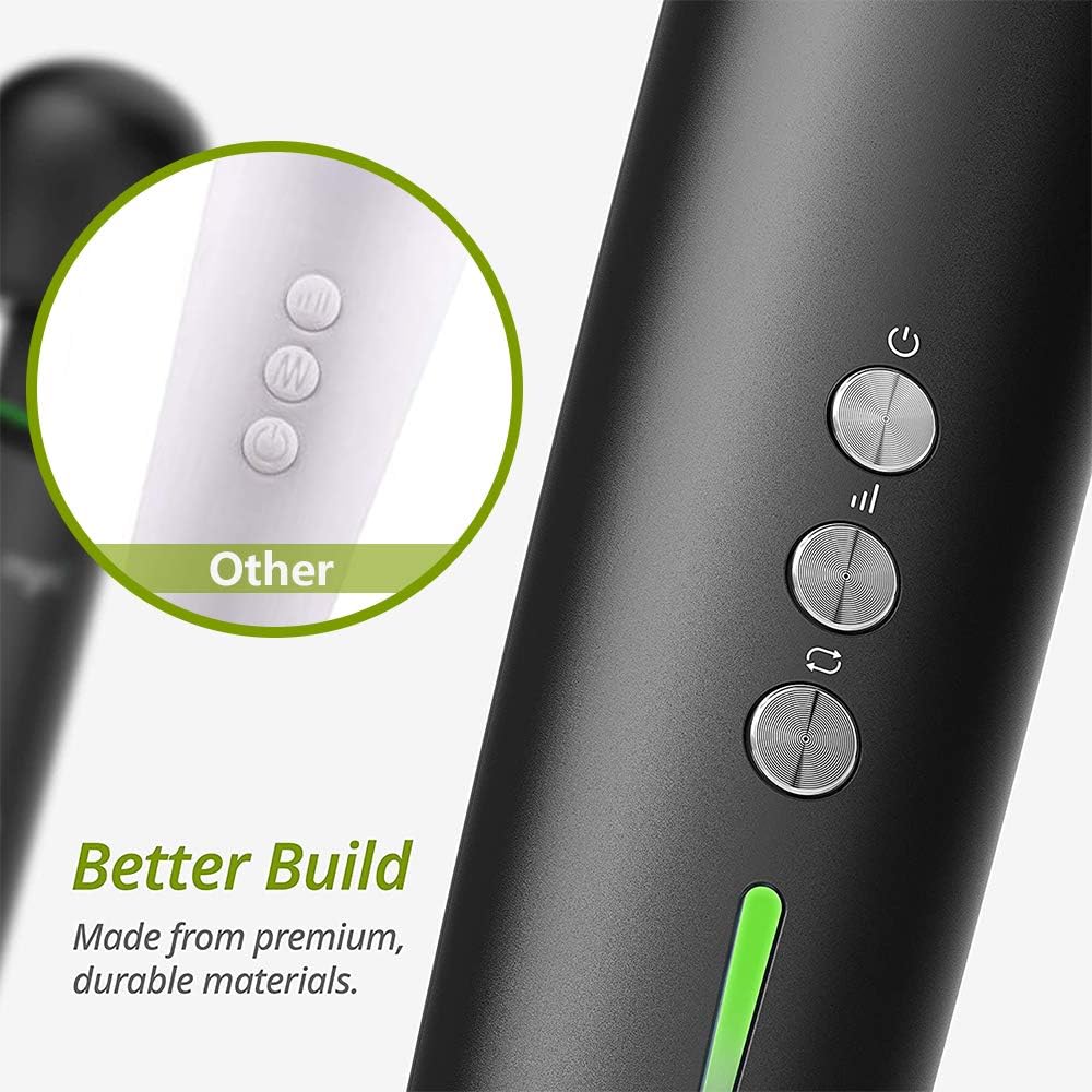 Mynt Cordless Handheld Massager, Powerful Portable Wand Massager with 2h Battery, Custom Settings and 2X Textured Massage Heads: Health & Personal Care