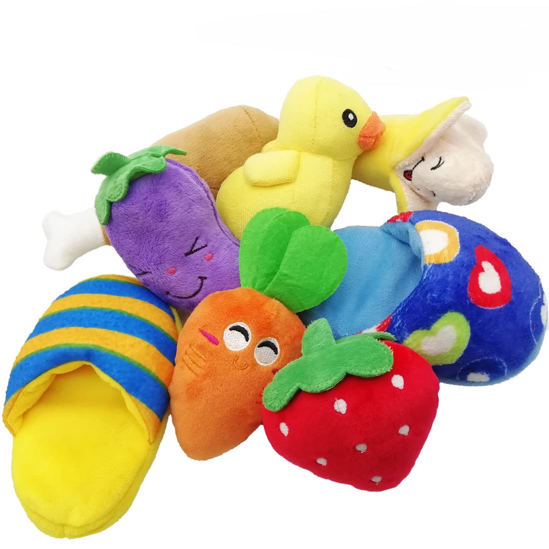 TVMALL Dog Toys Full Set 8 Pcs Plush Toy Molars Chewing Toys Squeak Toys Shoes Suits For Small and Medium Dogs