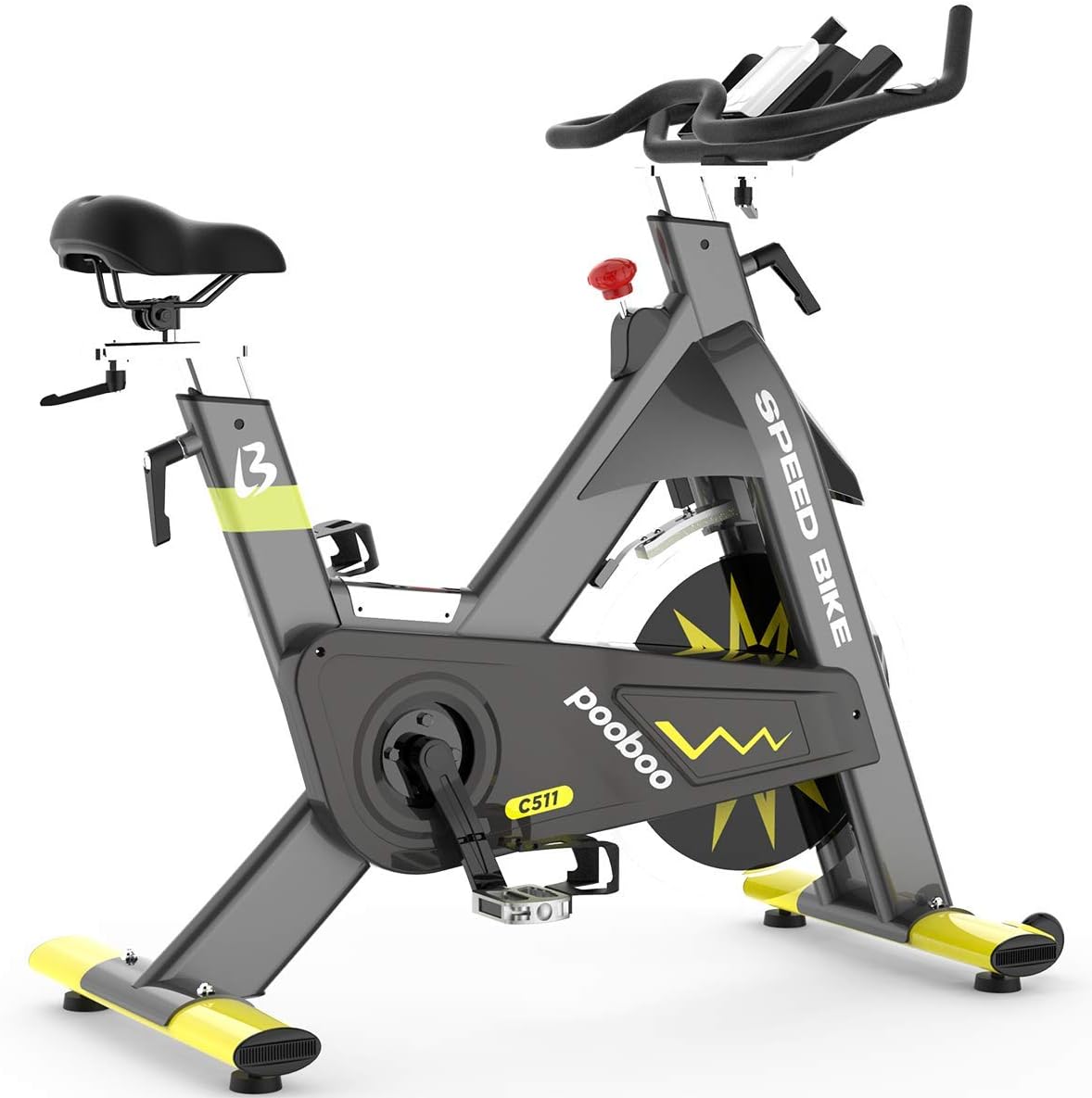 Afully Pro Indoor Exercise Bike Indoor Cycling Stationary Bike with 42lbs Solid Flywheel, Belt Drive, Pulse Sensors, Pad Holder, Stable and Quiet Max Weight: 440lbs